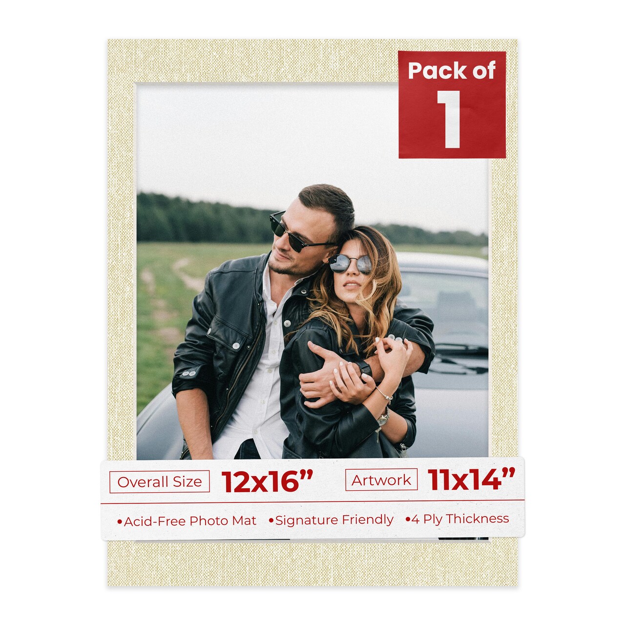 Off White Canvas Mat Board for 12x16 Frames - Fits 11x14 Photos